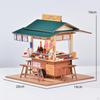 Mini Store Mold Assembled Toy House Crafts Dollhouse Kits Wooden Street Food Stall for Study