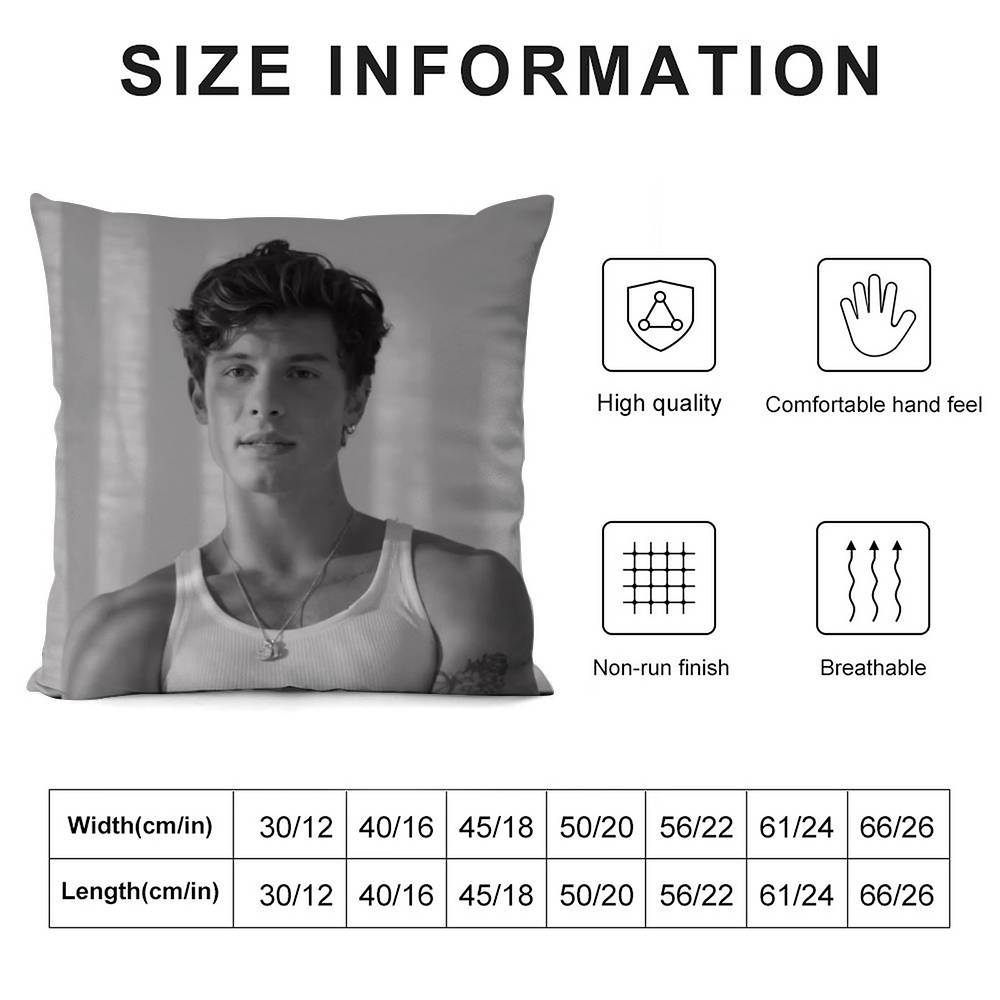 Singer S-Shawn Mendes Pillow Case Sofa Living Room Bedroom Double-sided Printing Square Cushion Nap Time Pillow Case