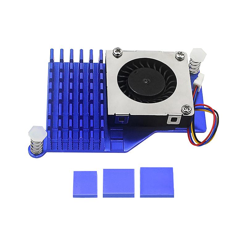 

1Pc PWM Speed Adjustable Fan Black Silver Blue Cooling Radiator For Pi 5 Active Cooler Aluminum Heatsink Accessories синій