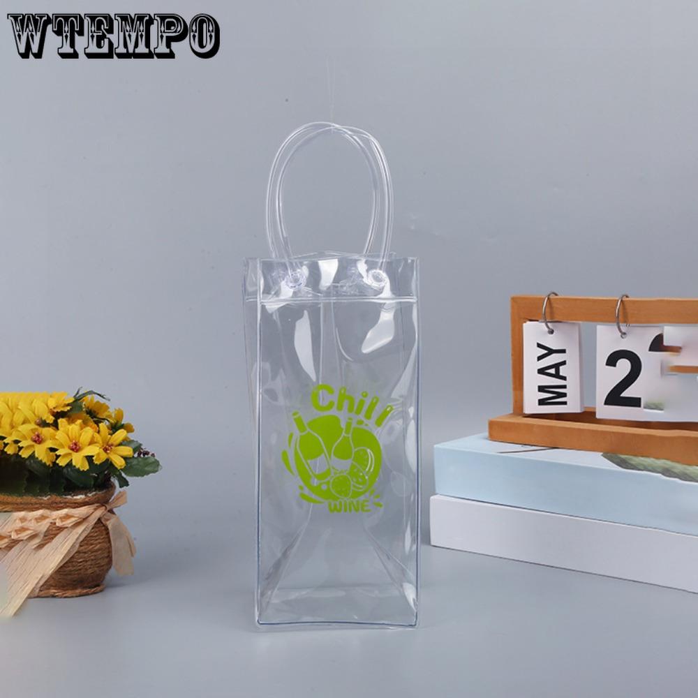 2pcs Clear Gift Bags with Handle Ice Wine Bag Treat Bags Portable Collapsible Clear Wine Pouch Reusable Party Favor Bags Plastics Gift Bags