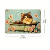 Vintage Metall Blechschild Kätzchen Blumen Wandkunst Retro Katze Poster Badezimmer Dekor