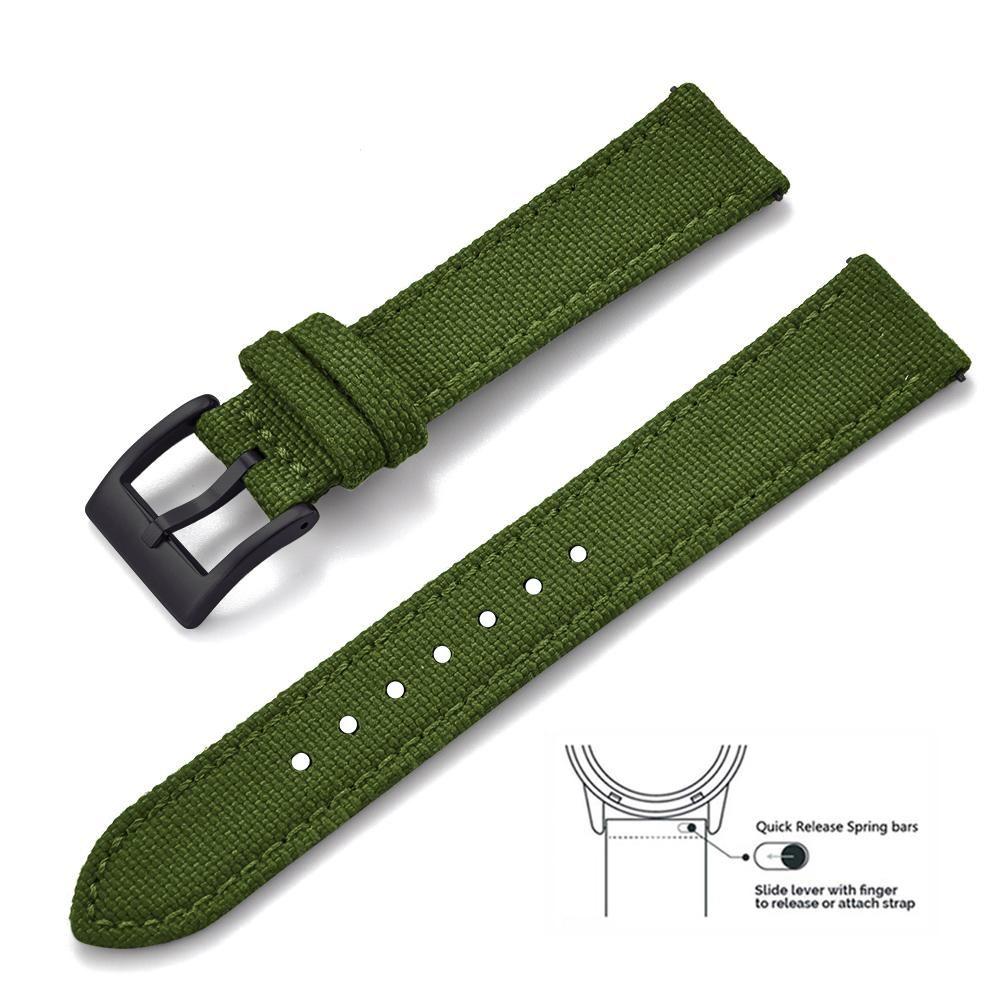 2025 Novo Pulseira de Lona de Nylon de Liberação Rápida de 18/20/22mm Para Samsung Galaxy Watch Huawei GT4 Pulseira de Couro Militar Vintage