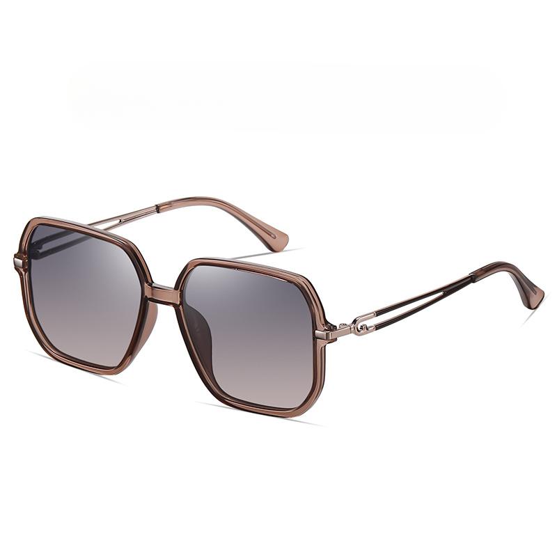 Modische polarisierte Sonnenbrille für Damen Polygonale große Fassung Sonnenschutzbrille TAC Casual Sonnenbrille
