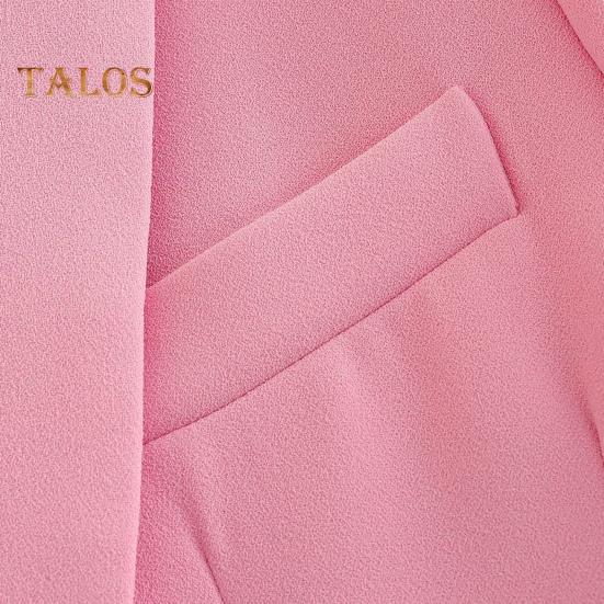 2Pcs/Set Women Office Outfit Lapel Long Sleeve Single Button Suit Coat High Waist Long Pants Set Business Workwear