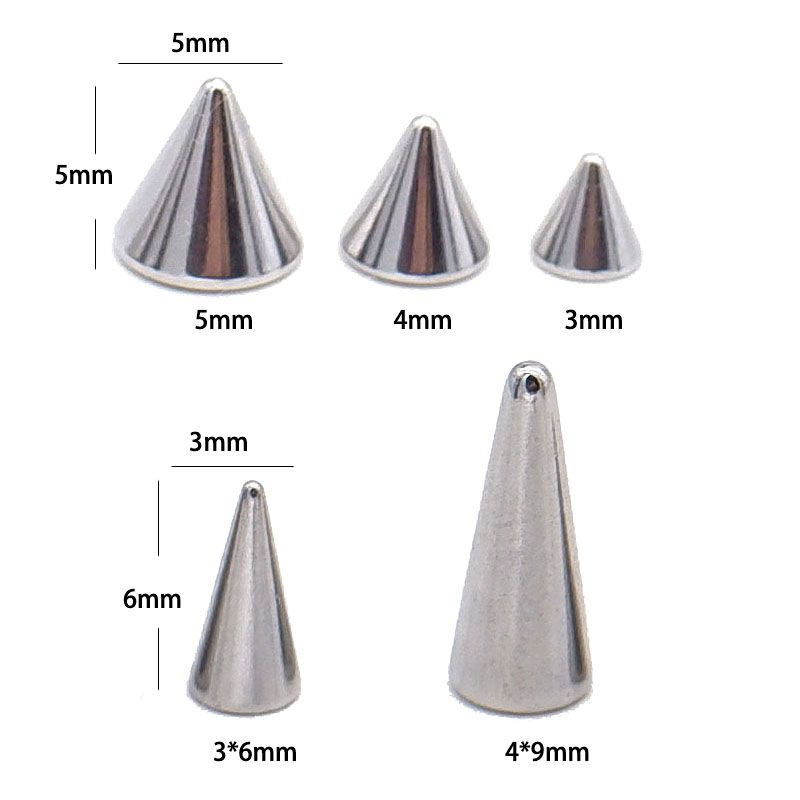 F136 Titanium Alloy/Titanium Steel Devil Nail Tip Cone Labret Stud Earrings Ear Bone Stud Replacement Head Accessories Piercing Jewelry DIY