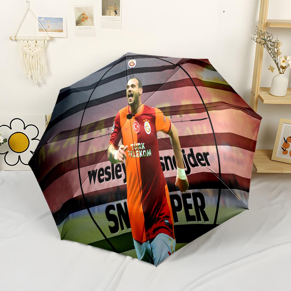 Football Player Action Portable Automatic Umbrella Compact 8-Rib Design Lightweight Durable Everyday Carry Umbrella Stylish Accessory