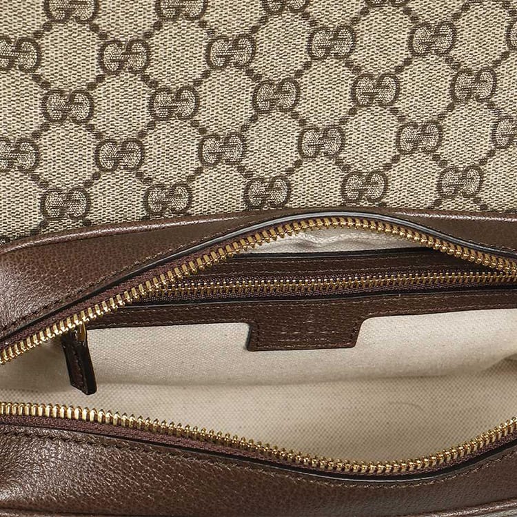 Gucci Geantă Crossbody Ophidia din Pânză cu Accente din Piele, Geantă de Umăr Femei Bej & Abanos 722117-FAAX3-9789