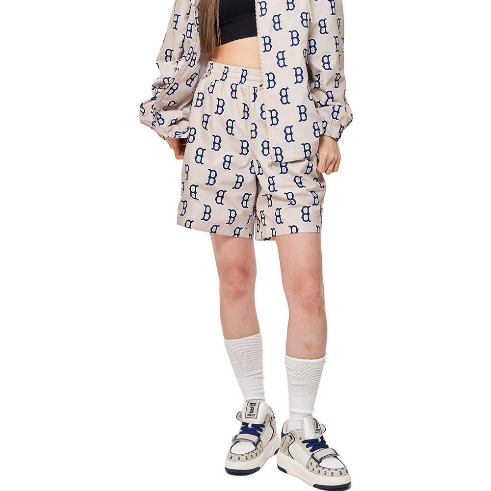 MLB Boston Red Sox Letter Print Elastic Waist Sports Shorts Unisex shorts Light-Beige 3ASMM0133-43BGL
