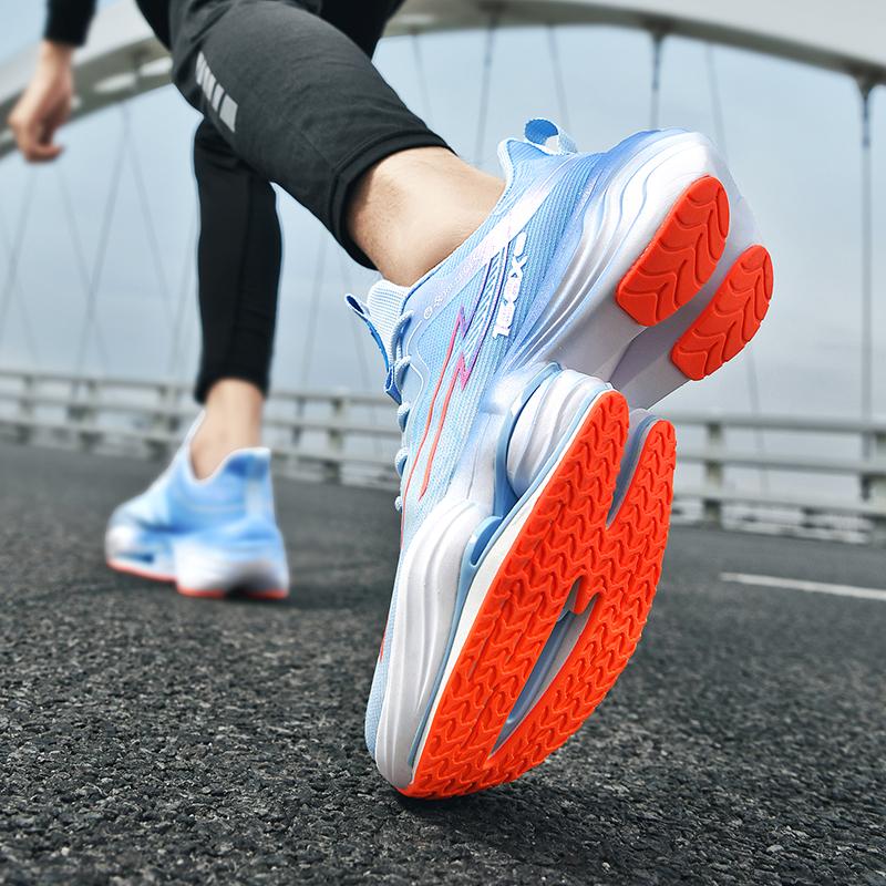 Men's Carbon Plate Running Shoes Lightweight Breathable Air Cushion Marathon Road Racing Sneakers Shock Absorbing Daily Jogging