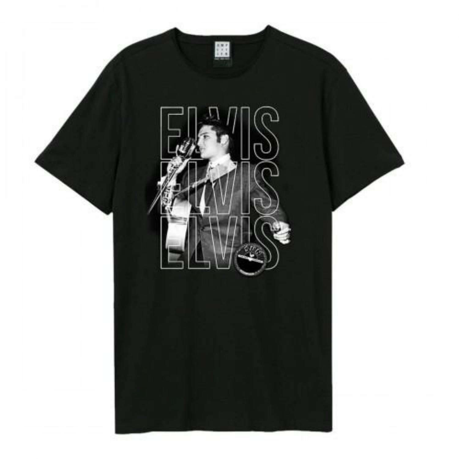 Amplified Unisex Adult Triple Logo Sun Records & Elvis T-Shirt S