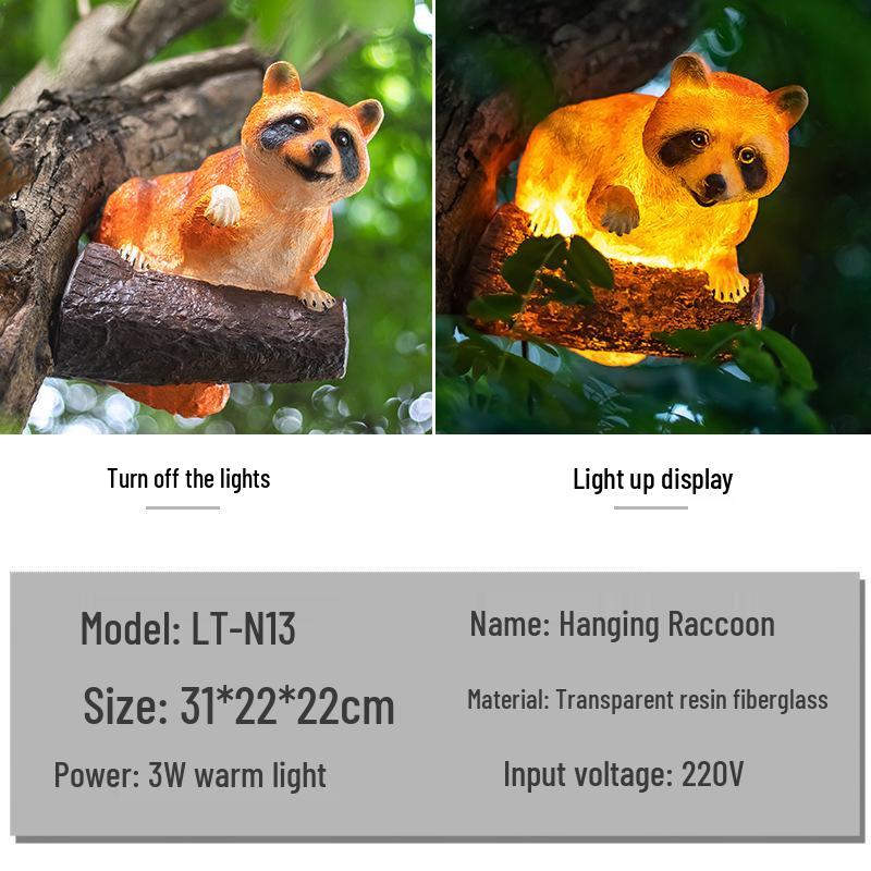 LED Resin Simulated Turtle, Raccoon, Toucan, and Parrot Outdoor Landscape Animal Lights