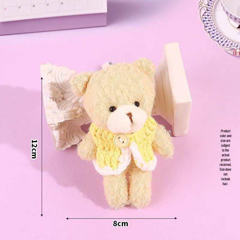 Blush Bear Doll Keychain: Cute Skirt Plush Heart Bag Charm Gift