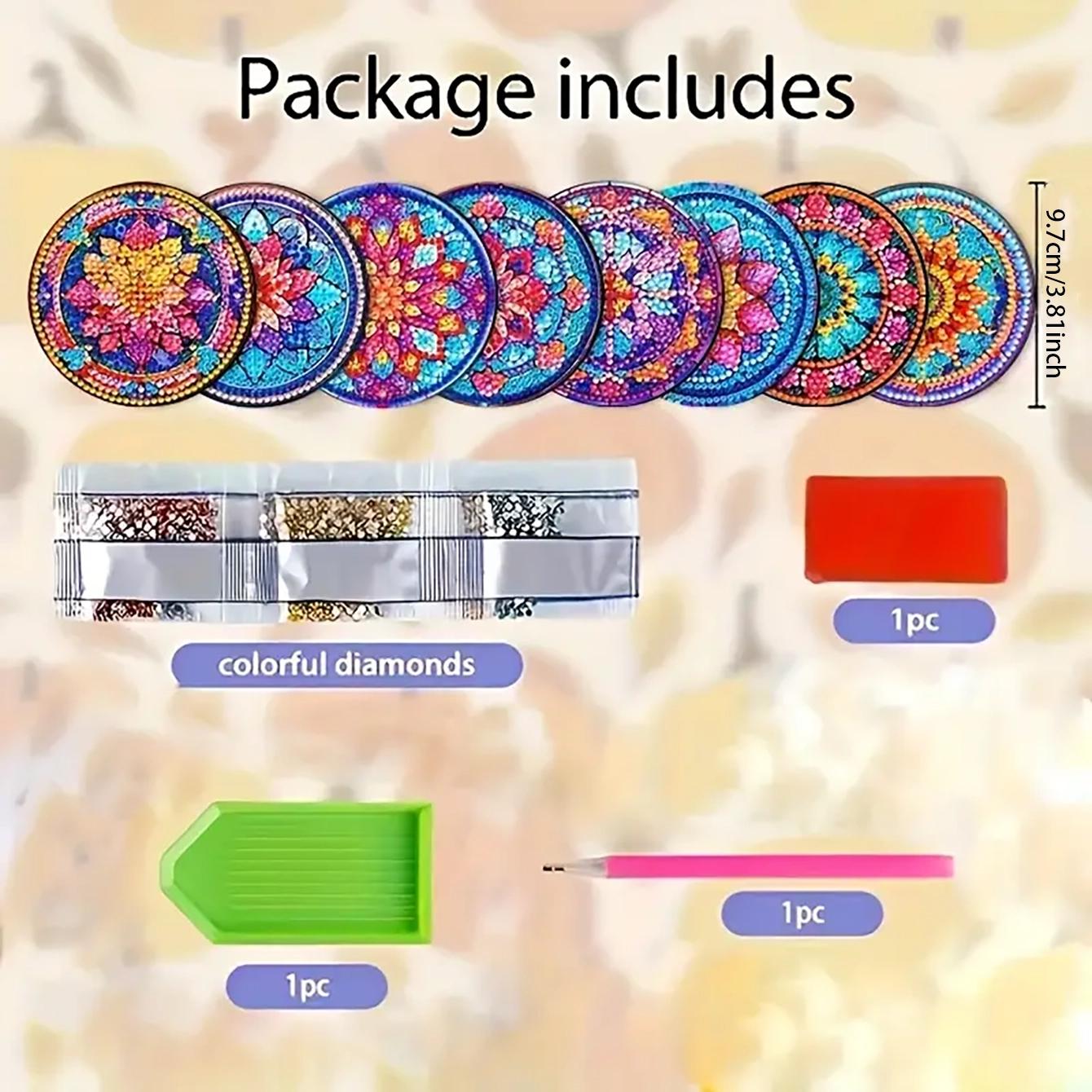 8 шт./набор подставок с алмазной росписью в виде мандалы и кронштейнами. Подставки своими — фото 7