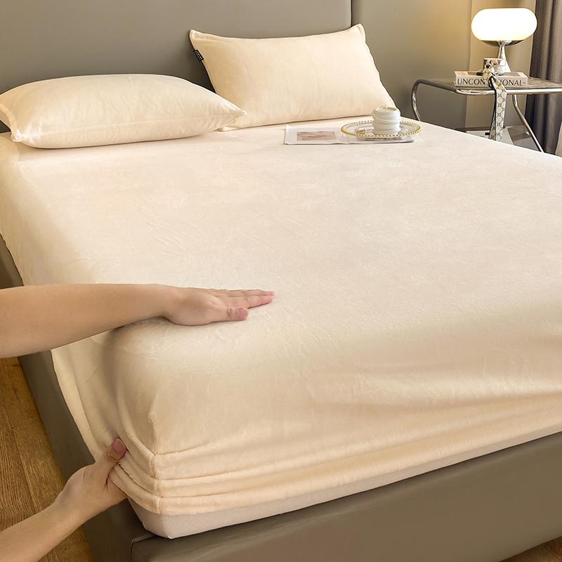 Thick Velvet Fitted Sheet Pillowcase 1/3 Pieces Set High Quality Non Slip Mattress Cover Protector Soft Bed Sheet Pillow Case
