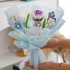  Hand-Knitted Flower Crochet Finished Flower Bouquet with Warpping Paper Wedding Party Decoration Valentines Day Gift