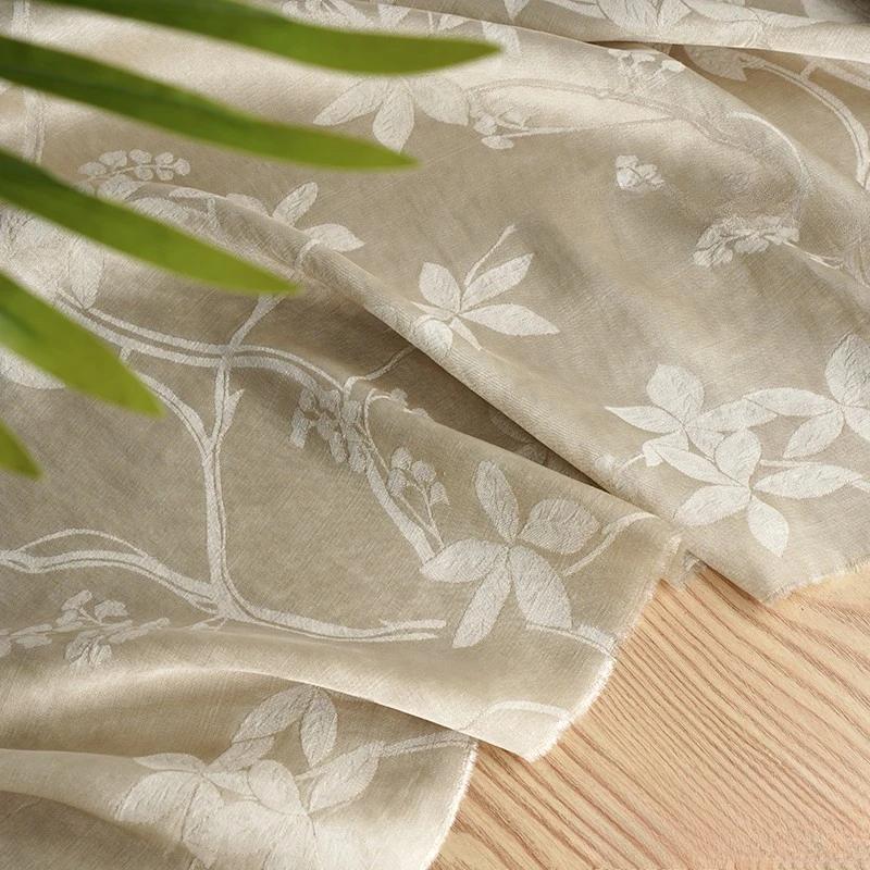 50x147cm New Chinese Floral Gauze Fabric Slip Skirt Cheongsam Shirt Soft Silky and Breathable DIY Clothing Fabric