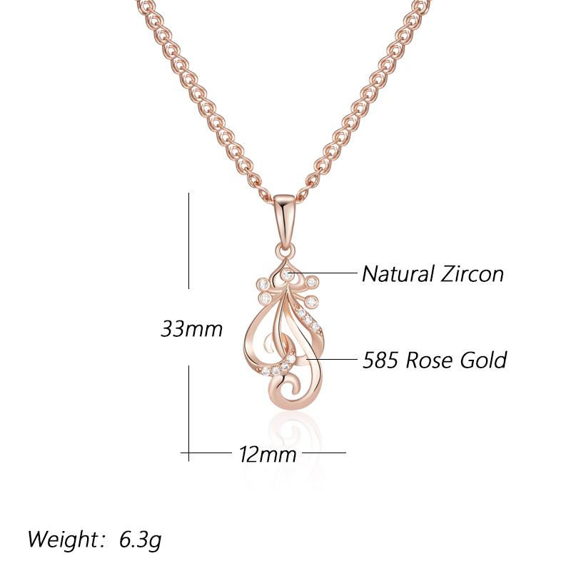 Shiny Natural Zircon Flower Pendant Necklace For Women Fashion Rose Gold Color Ethnic Bridal Wedding Jewelry