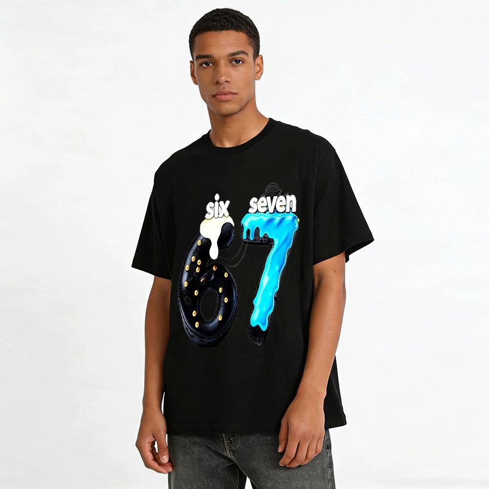 Fun Cookie Number 67 Print Casual Sweatshirt Pure cotton T-shirt