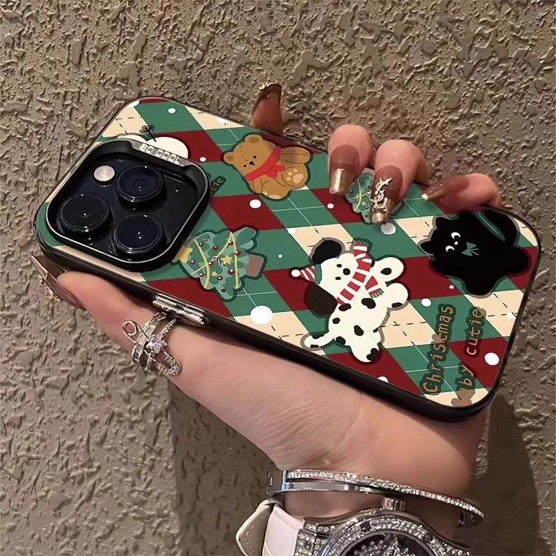 Christmas Dogs Are Suitable for Apple 16promax Colored Silver 14PLUS Anti-drop Mobile Phone Case 13 Couples 12 Autumn and Winter 11