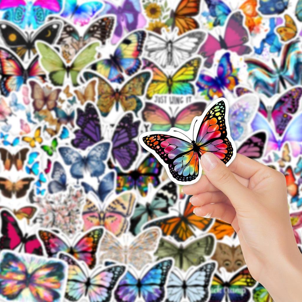 54 Colorful Butterfly Cartoon Graffiti Stickers - PVC DIY Stationery & Suitcase Decorations.