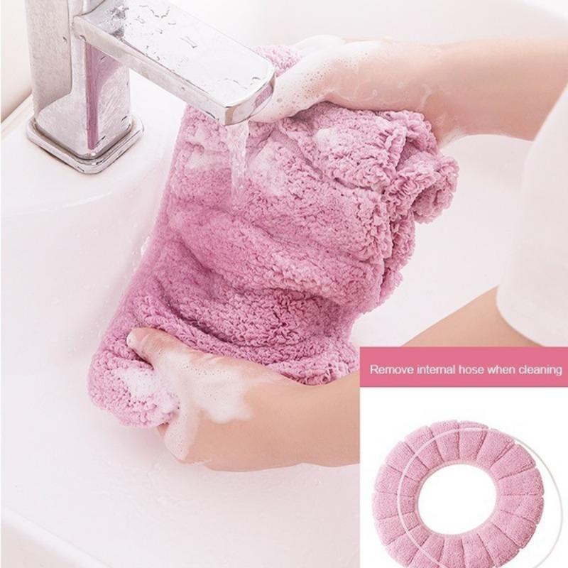 2024 1Pcs Warm Toilet Seat Cover Bathroom Toilet Pad Closestool Knitting O-shape Thicker Soft Washable Closestool Bathroom Accessories