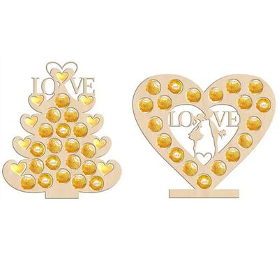 Holz Pralinenständer Paar Zucker Adventskalender Liebe Herzförmige Schokoladenständer Hochzeitsfest Dekor WWO66