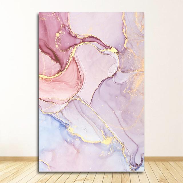 Nordic Print Scandinavian Decoration Picture Modern Abstract Beautiful Colorful Golden Petals Ink Canvas Painting Wall Art