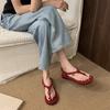 Dongdaemun, South Korea~ Hemp Rope Woven Toe Sandals Women's 2025 New Versatile Velcro Herringbone Cool Slippers