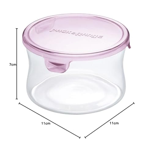 Iwaki Heat-Resistant Glass Storage Container, Pink, Round, Small, 490ml, Pack & Microwave, KT7401H-P