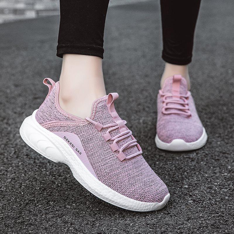 Spring New Travel Shoes Running Shoes Women's Flying Woven Breathable Sports Fitness Lightweight Casual Shoes