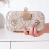Elegant Floral Embroidered Beaded Bag Evening Bag For Women Lightweight Polyester Multipurpose Shoulder Handbag  Silver