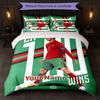 Set Biancheria da Letto Personalizzato Cristiano Ronaldo con Nome Testo 1 Copripiumino+2 Federe Logo Calcio Regalo Personalizzato per Occasione Speciale Arredamento Camera da Letto