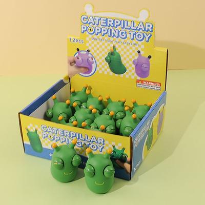 Graswurm Quetschspielzeug Squishy Spielzeug Grüner Augen-Herausspring-Wurm Quetschspielzeug Stressabbau Anti-Stress Fidget Weihnachten Kinder Party Geschenk