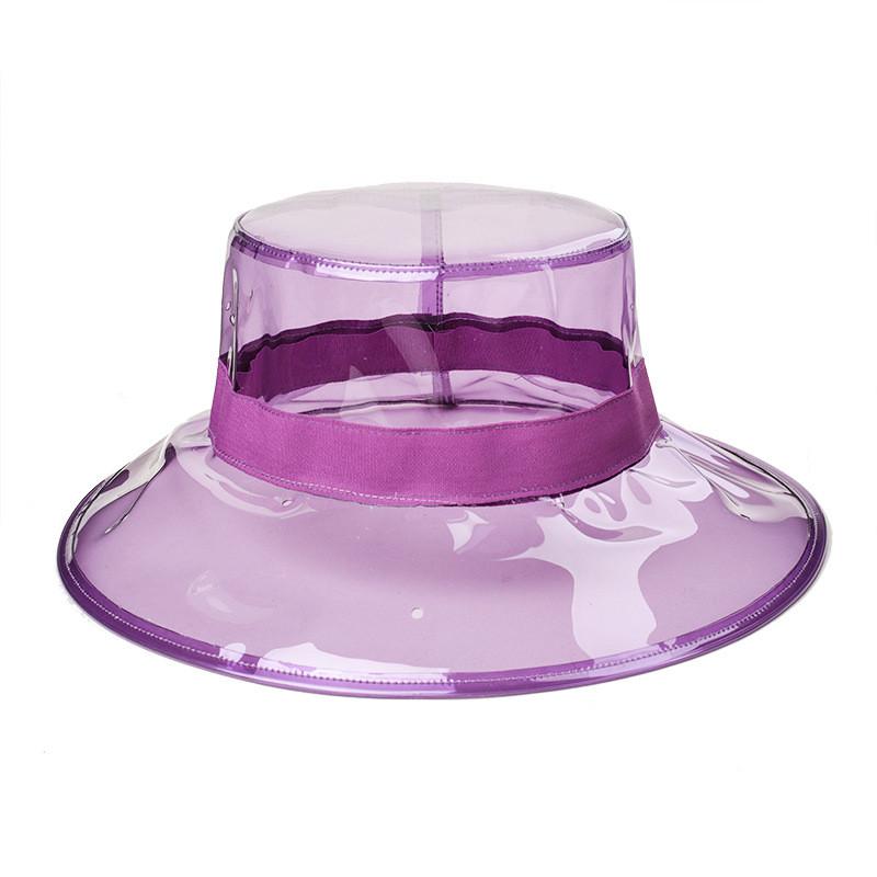 New Fall Season Transparent  PVC Rain Hat Foldable Soft Waterproof Wide Brim Bucket Cap Sun Hat for Women Girls Ladies