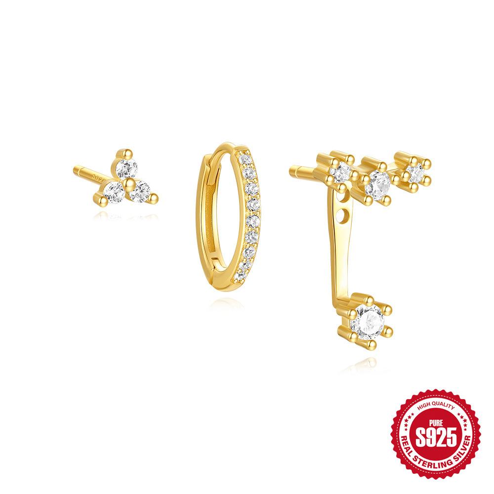 S925 Sterling Silver Simple Fashion Glossy Bow Turquoise Daily Wear Set Worry-Free Matching Earrings