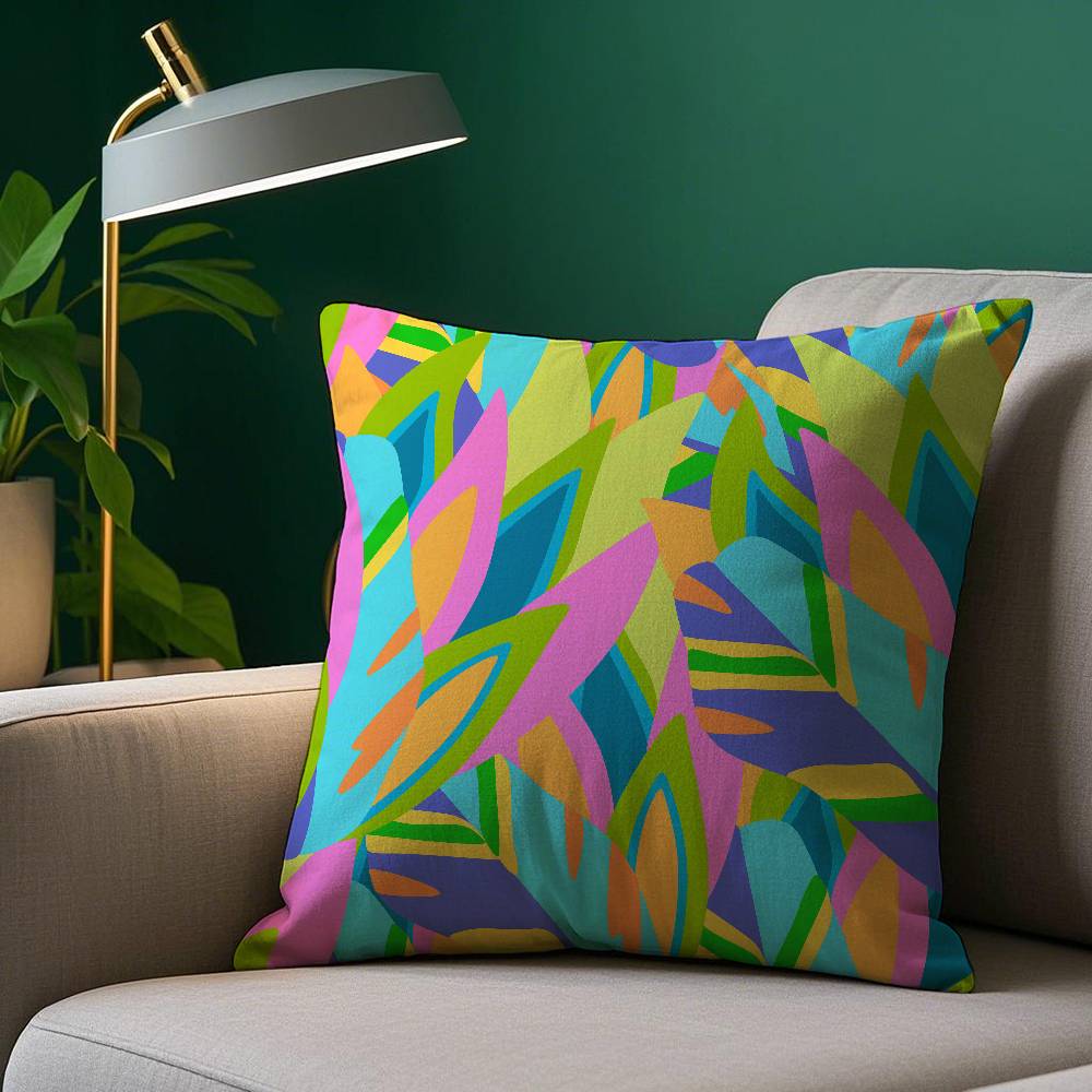 Abstract Colorful Pattern Pillow Case Plush Fabric Soft Pillowcase Double Sided Print Sofa Cushion Cover Throw