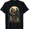 Gothic Angel with Roses Before the Moon - Goth T-Shirt