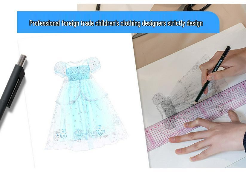 Elsa Princess Tulle Cosplay Dress for Girls - Frozen Role Play Gown