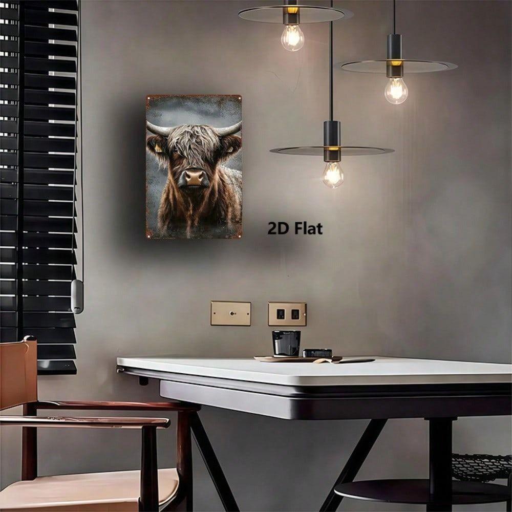 Vintage Highland Cow Metal Wall Art Decor