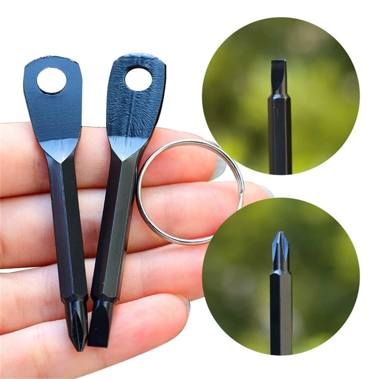 

Portable Slotted Flat Screwdriver Set Outdoor EDC Gadget Key Ring Keychain Pocket Keyring Screw Driver Tool One Size