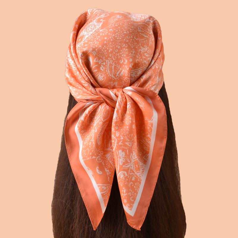 1pc Multicolor Paisley Print Silk Satin Square Scarf Women's Hair Accessory Spring New Versatile Belt Bag Decoration Silk