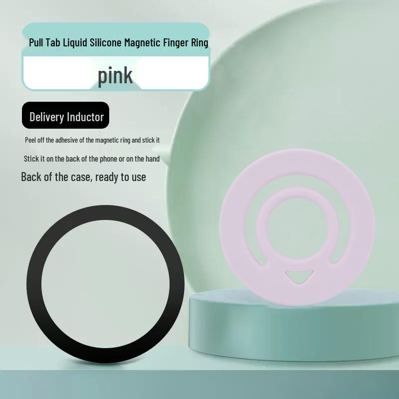 Liquid Silicone Magnetic Finger Ring Holder for Apple 12-16 Phones - Magnetic Suction Bracket for Lazy Grip