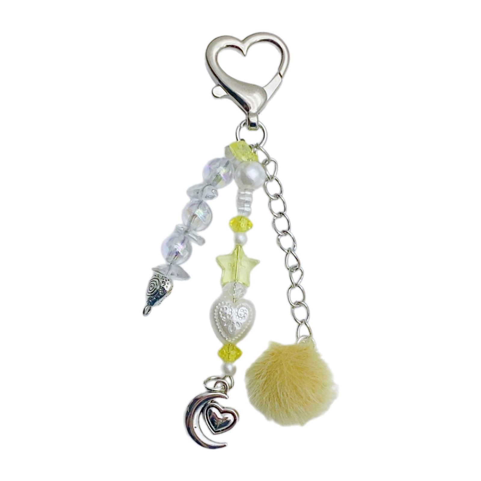 

Модный брелок-подвеска Macaron Color Moon из прочной шерсти с бусинами, портативный для стильных девушек и подростков