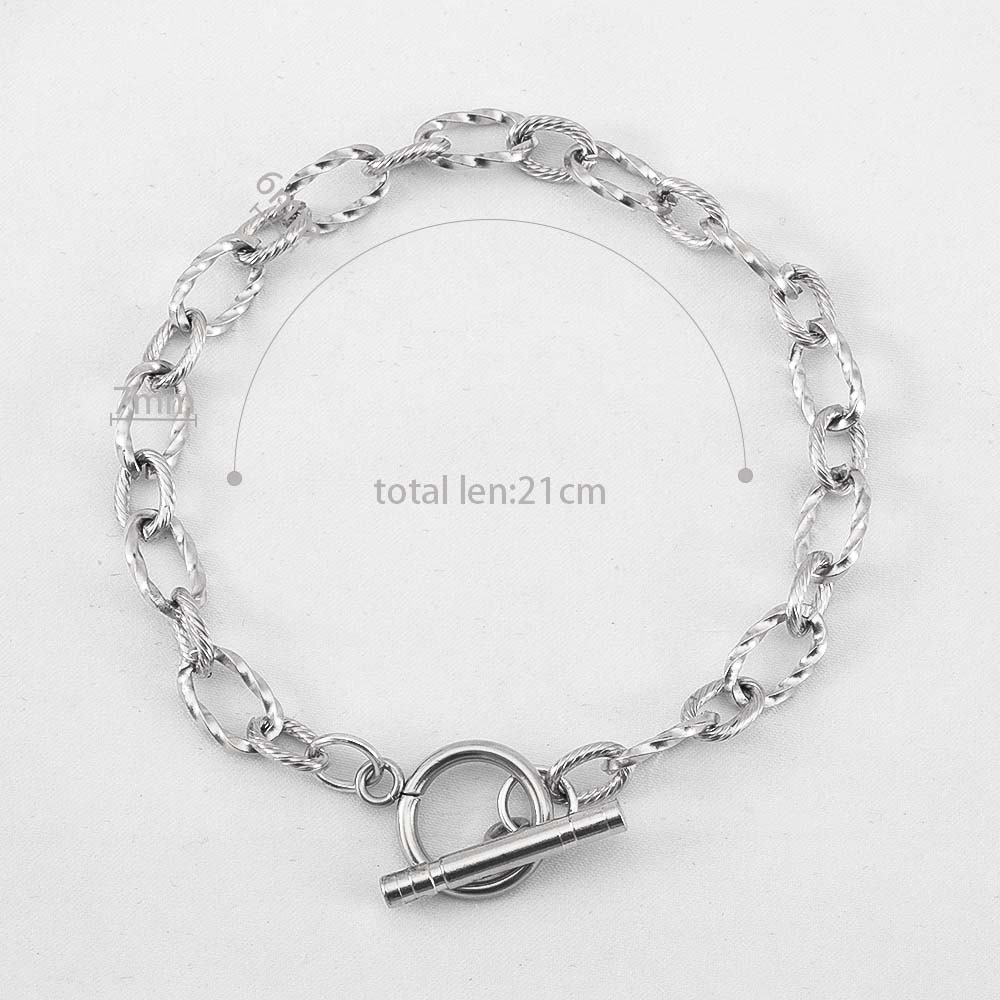 1PC 5PCS New Stainless Steel Frosted Necklace Bracelet Set Jewelry Making Gift Thick Link Chain OT Buckle Clasp Handmade Chokers