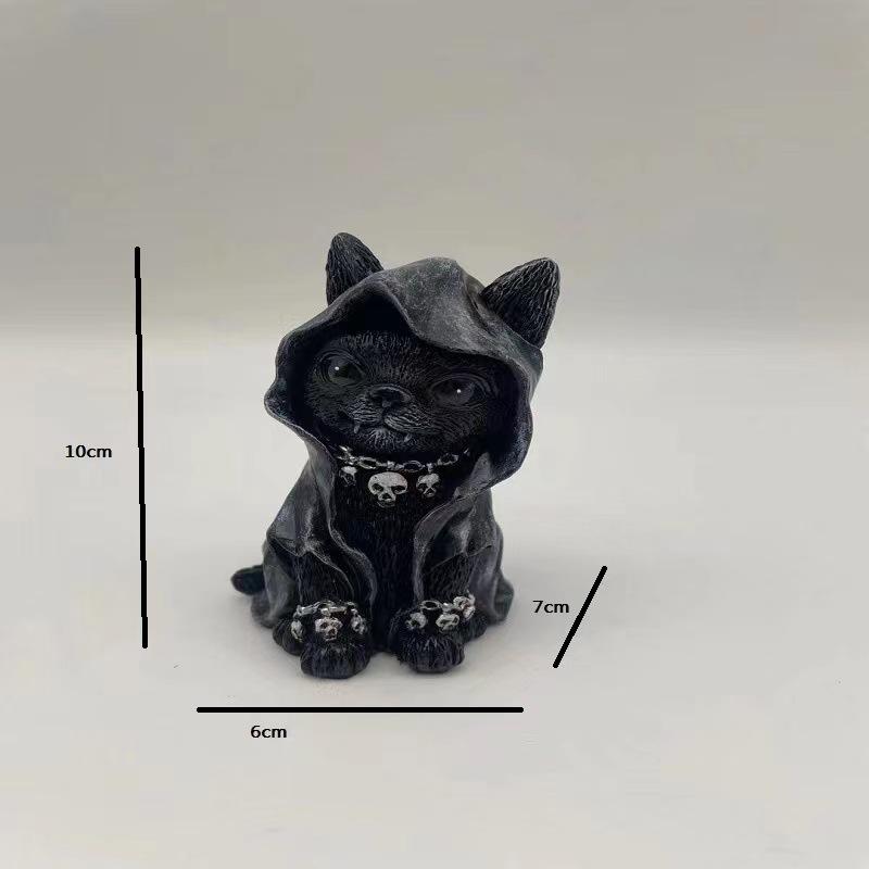 Halloween Magic Cat Resin Ornament Decoration Cute Set Ornament Magic Cat Croissant Wings Hat