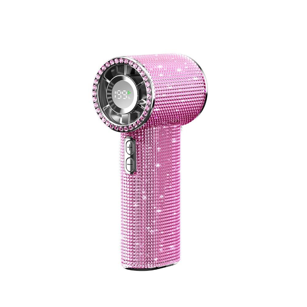 Digital Display Rhinestone Handheld Fan Small Size Bladeless Personal Fan  Travel Use