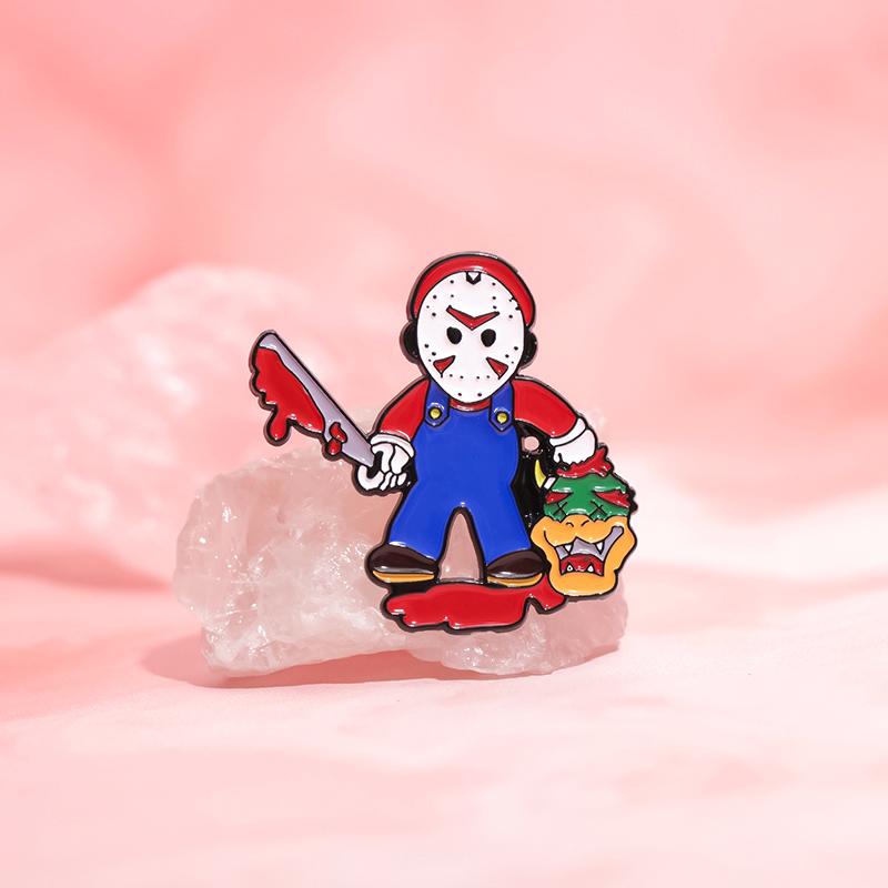 Masked Killer Enamel Pins Custom Halloween Horror Brooches Lapel Badges Clothes Gothic Jewelry Gift for Friends