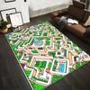 Bunter gemusterter Labyrinth-Teppich mit Brunnenmitte und grünen Hecken, geeignet für den Einsatz als Antirutsch für Wohnzimmer, Schlafzimmer, Sofas