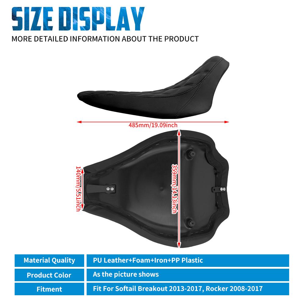 Motorcycle Driver Seat Front Solo Diamond Cushion For Harley Softail Breakout FXBR Rocker FXCW 08-2017 Leather Low Profile Seat