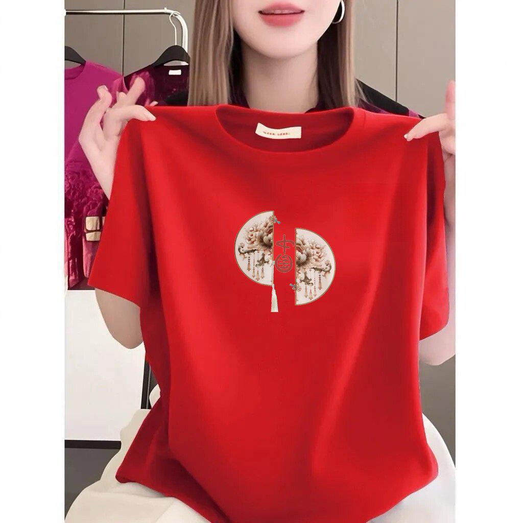 

Women s Short-Sleeve Printed T-Shirt - Loose, Slimming, Stylish, Age-Reducing 3XL